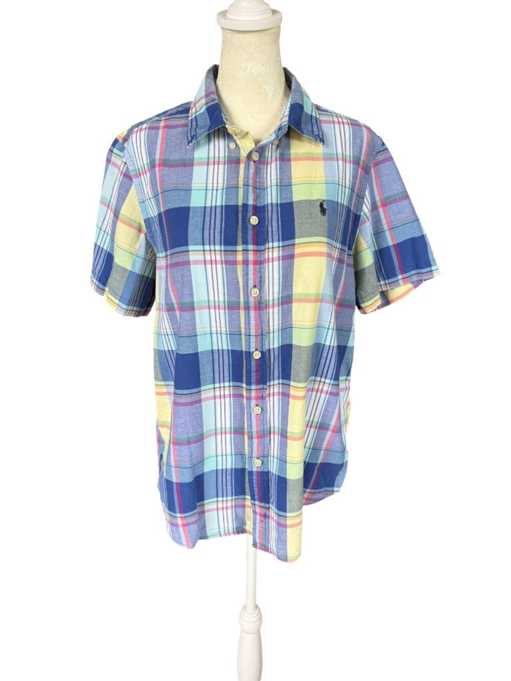 Ralph Lauren boys XL 18-20 plaid short sleeve collared button down shirt